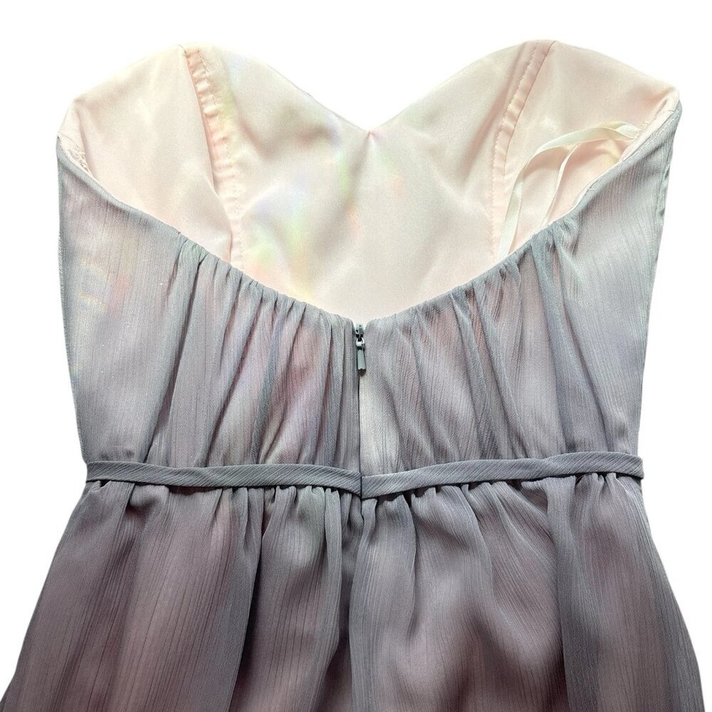 Alvina Valenta Bridesmaids Ruched Chiffon Shimmer Dress Gown Gray Pink Size 4 - Picture 5 of 9